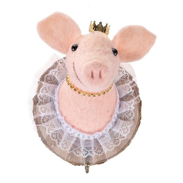 Filzkopf-Haken Schwein mit Krone